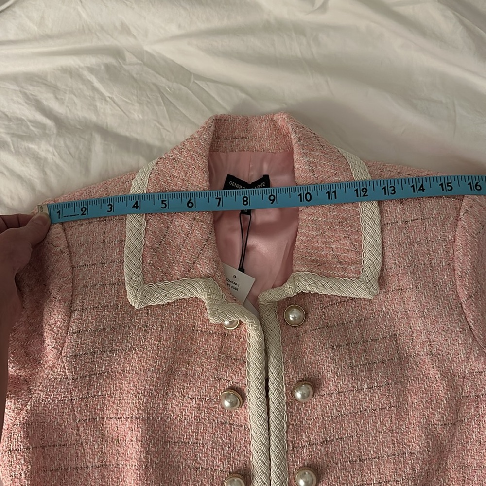 NWT Generation Love 💕 Pink Tweed Lenore Jacket with Pearl Buttons - size Medium - Picture 8 of 10